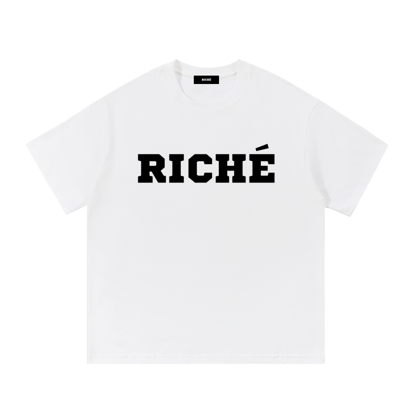 Riche Classic White - Black Cotton T-Shirt