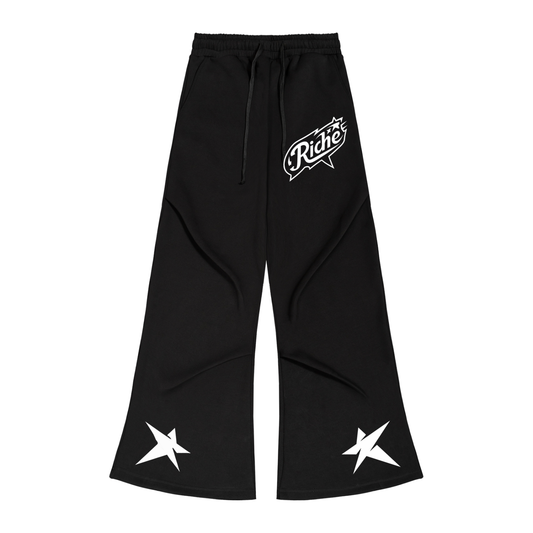 Riche Wide Leg Black Sweatpants